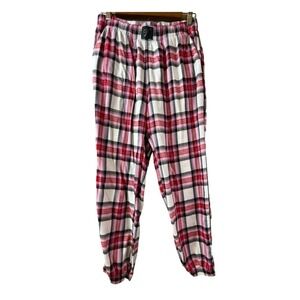 Victoria's Secret Dreamer Flannel Plaid Pajama Pants Jogger Pink Red Sparkle S
